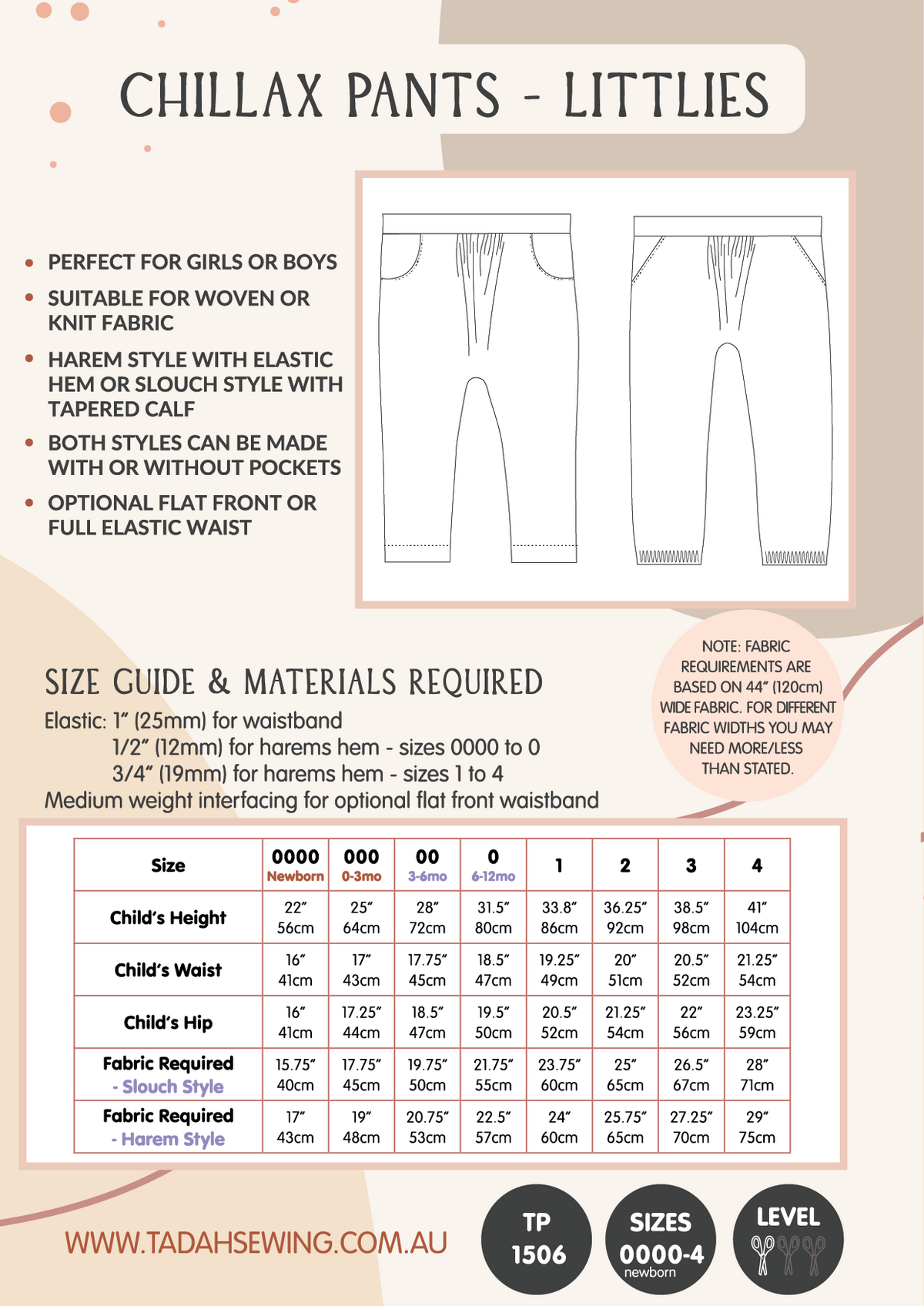 Tadah! Patterns - Chillax Pants Set - Littlies