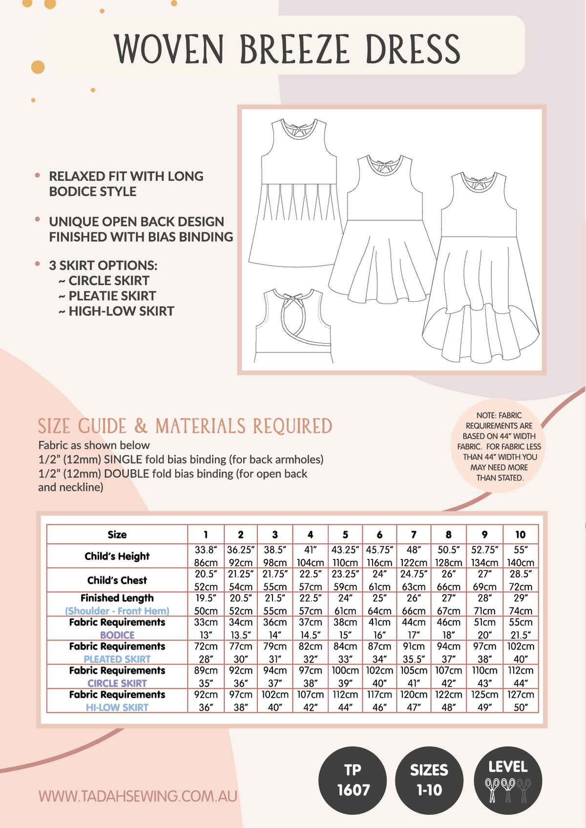 Tadah! Patterns - Breeze Woven Dress Sewing Pattern