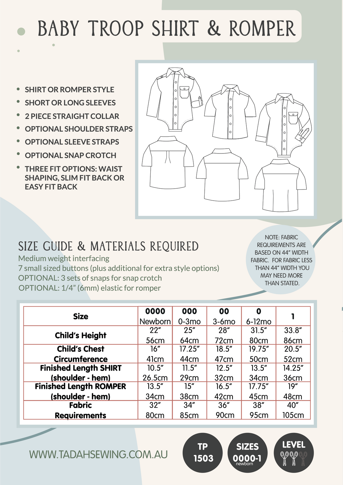 Tadah! Patterns - Baby Troop Shirt & Romper