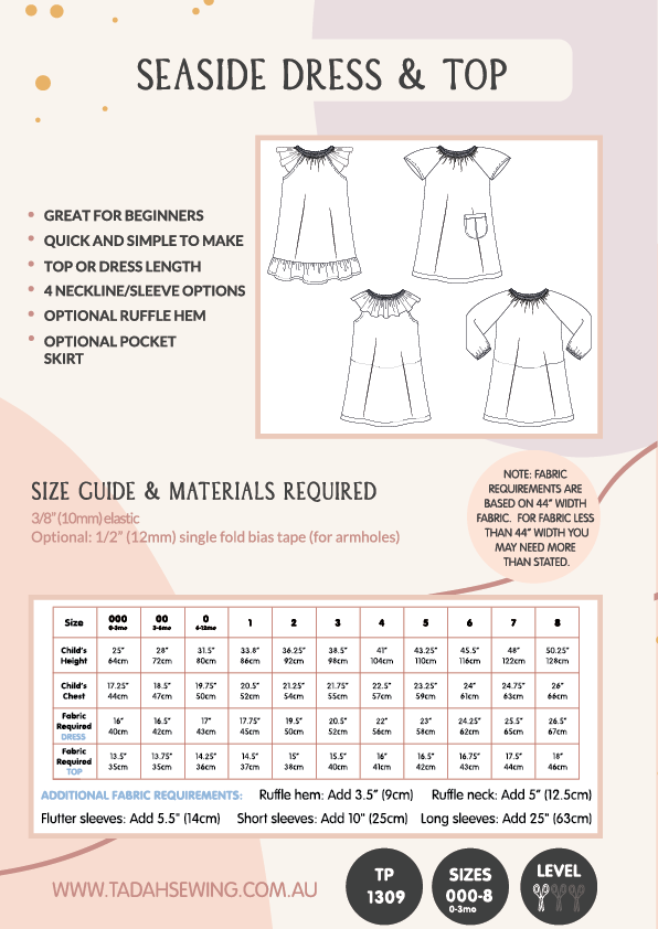 Tadah! Patterns - Seaside Dress & Top Sewing Pattern