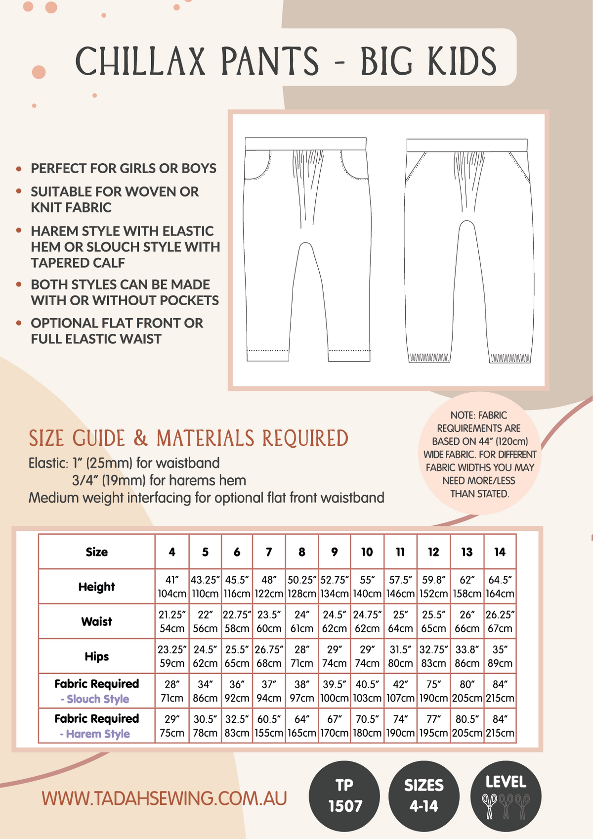 Tadah! Patterns - Chillax Pants Set, Big Kids