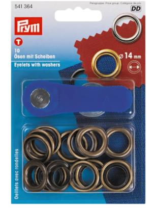 Prym - Eyelets with Washers - Antique Brass or Gold