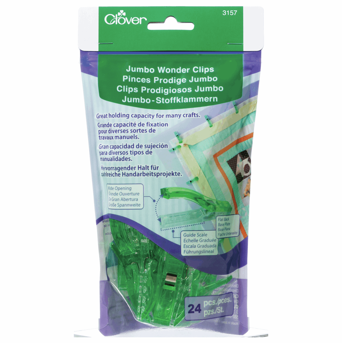 Clover - Jumbo Wonder Clips - Quilting Clips - 24 pieces