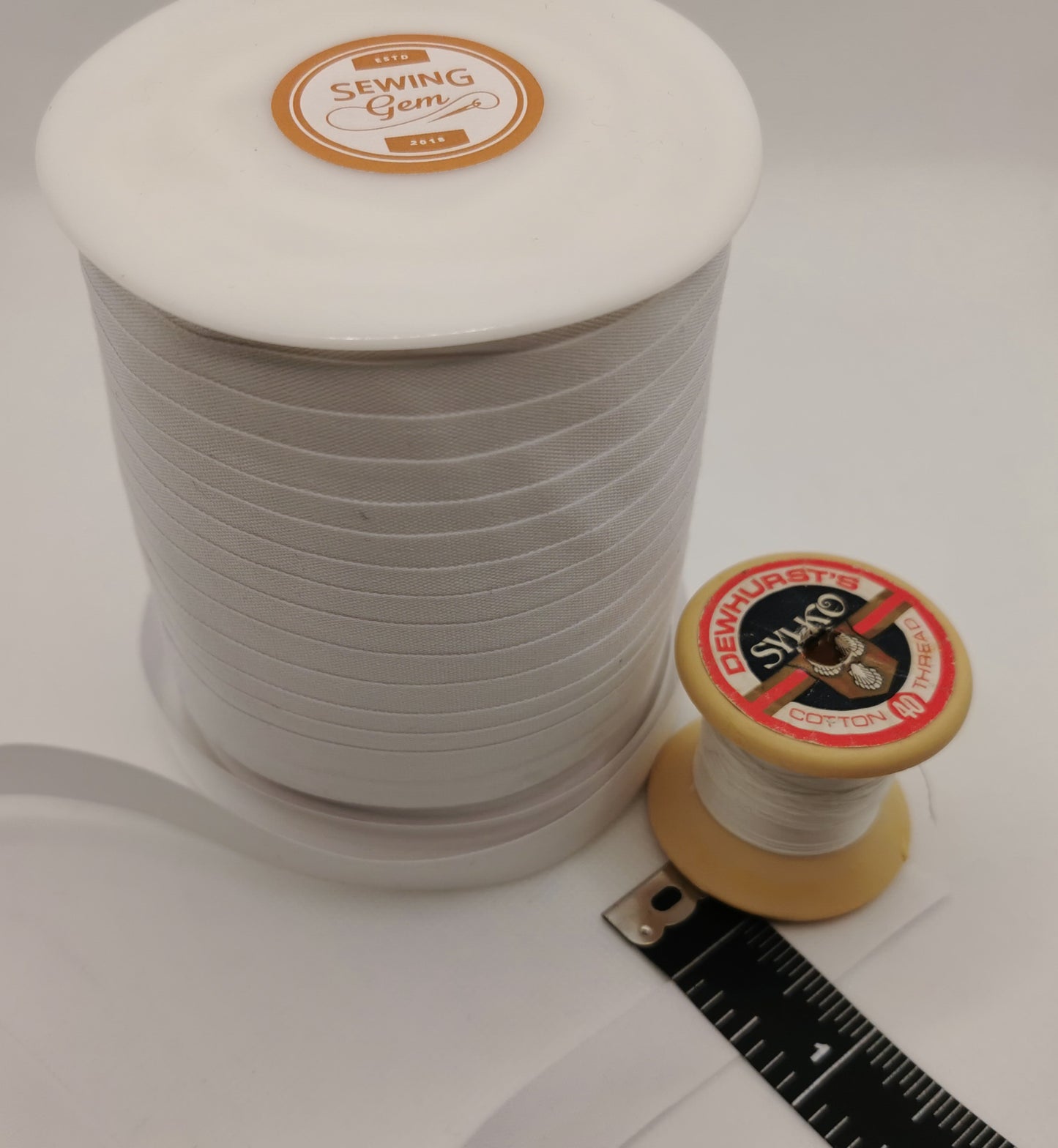 Sewing Gem - 100% Cotton Tape - White - 6mm/12mm/14mm/19mm/25mm