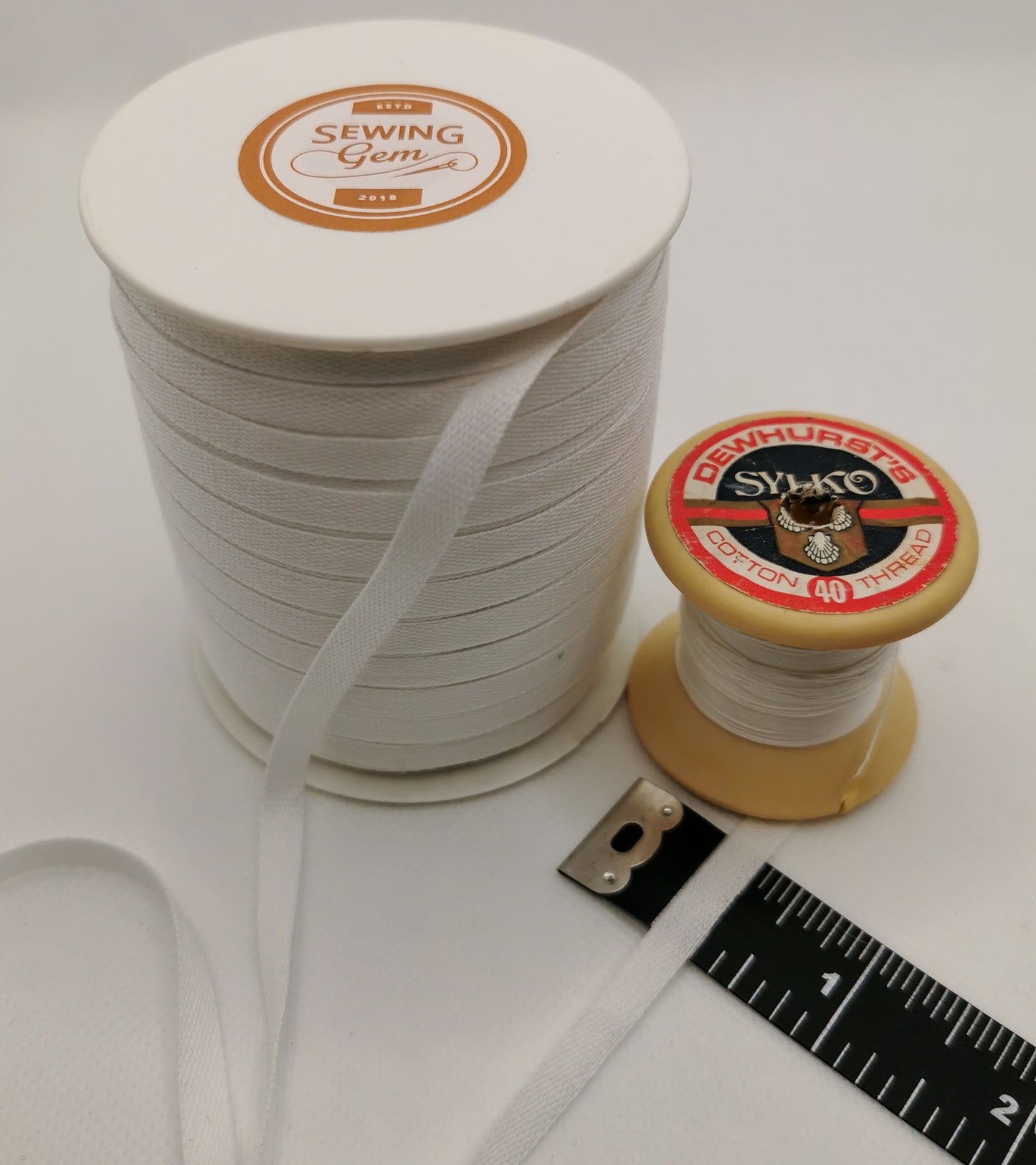 Sewing Gem - 100% Cotton Tape - White - 6mm/12mm/14mm/19mm/25mm