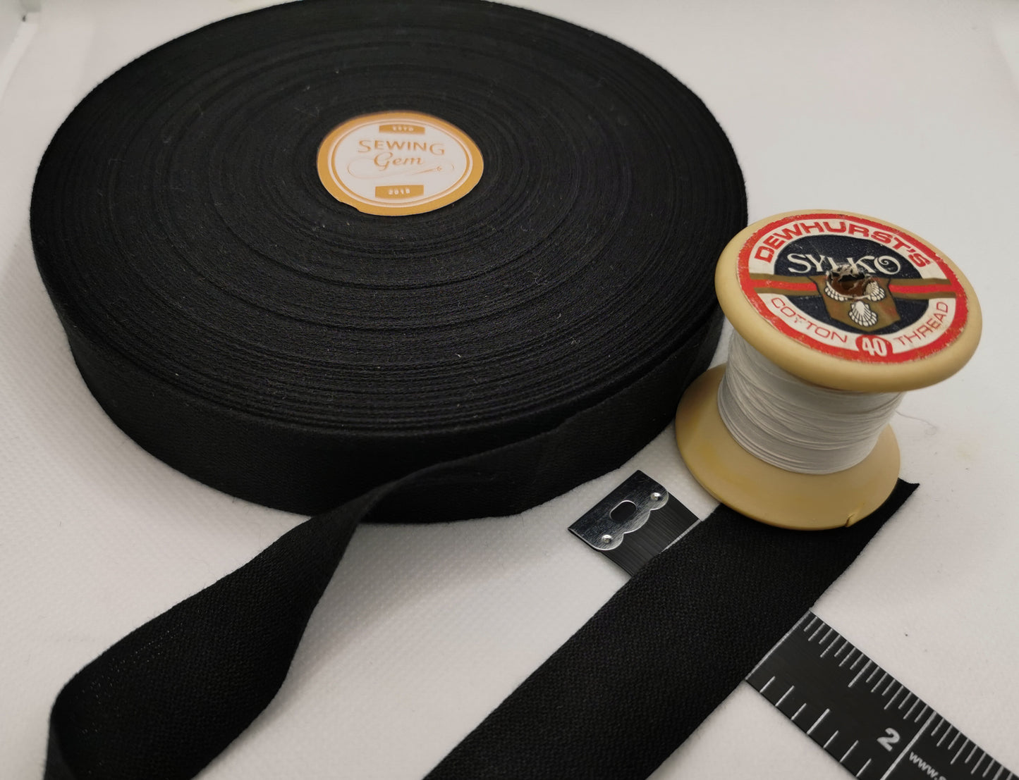Sewing Gem - 100% Cotton Tape - Black - 6mm/12mm/19mm/25mm