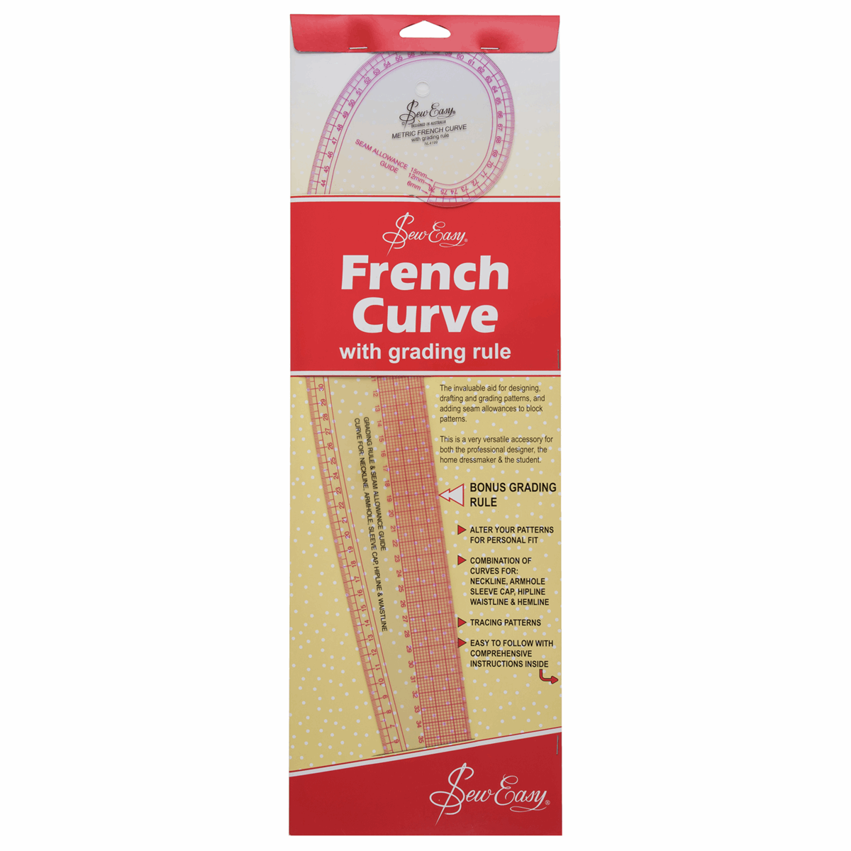 Sew Easy - French Curve and Grading Ruler - Metric / Imperial