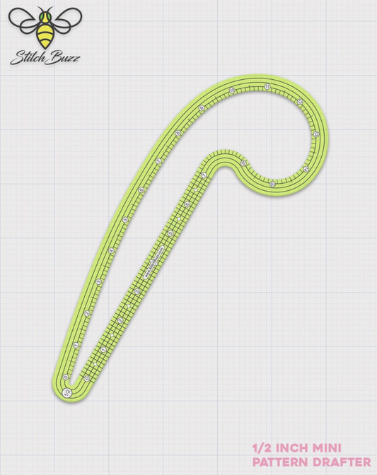 Stitch Buzz - Small Pattern Making/Seam Allowance Ruler - 1/2 inch imperial
