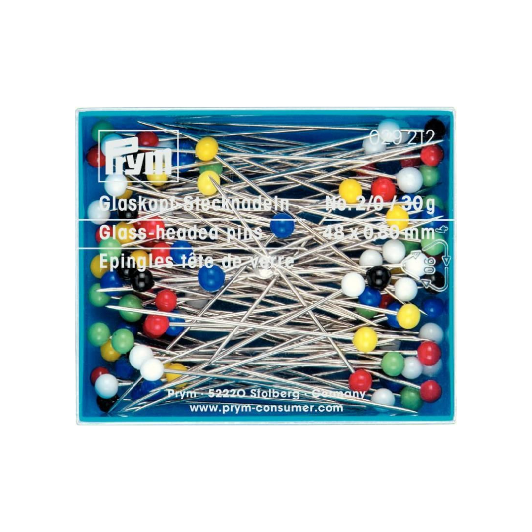 Prym - Large Glass Head Pins - Assorted Colours - 30g