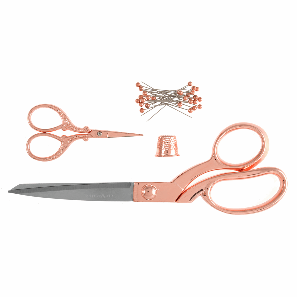 Milward - Rose Gold Gift Set - Dressmaking Shears - Embroidery Scissors - Pins and Thimble