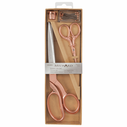 Milward - Rose Gold Gift Set - Dressmaking Shears - Embroidery Scissors - Pins and Thimble