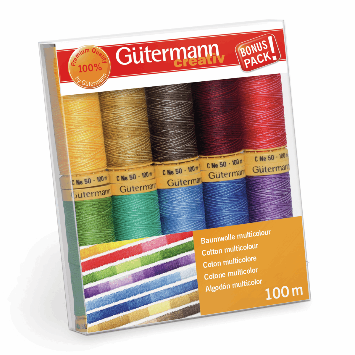 Gutermann Thread - Natural Cotton Multicoloured - 10 x 100m