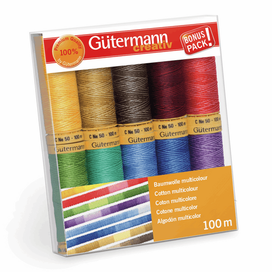 Gutermann Thread - Natural Cotton Multicoloured - 10 x 100m
