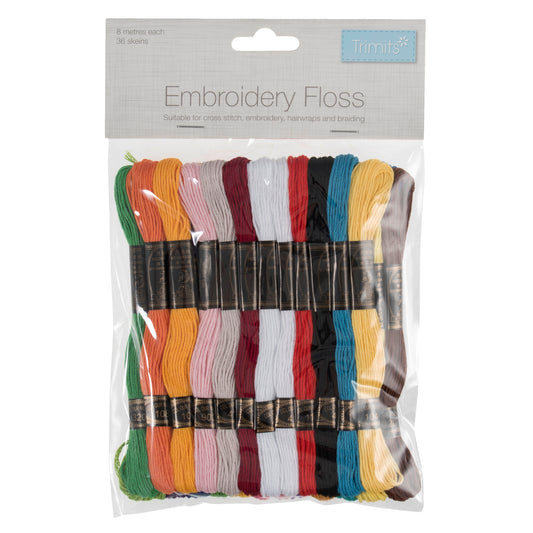 Trimits - Premium 36 Assorted Colours Embroidery Floss - Cotton