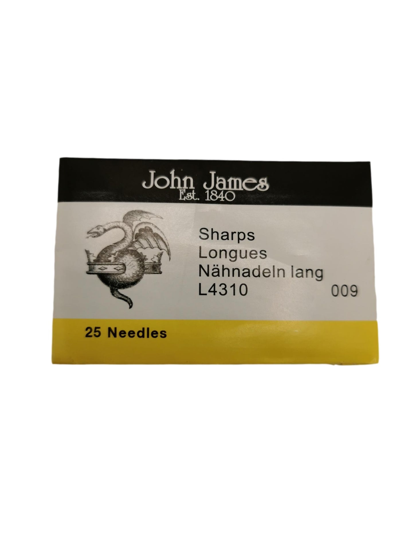 John James - Sharps - Envelope of 25 Hand Sewing Needles