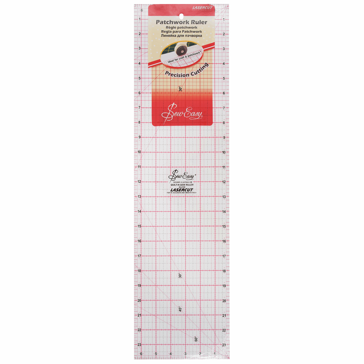 Sew Easy - Grid Ruler Imperial -  24" x 6.5"