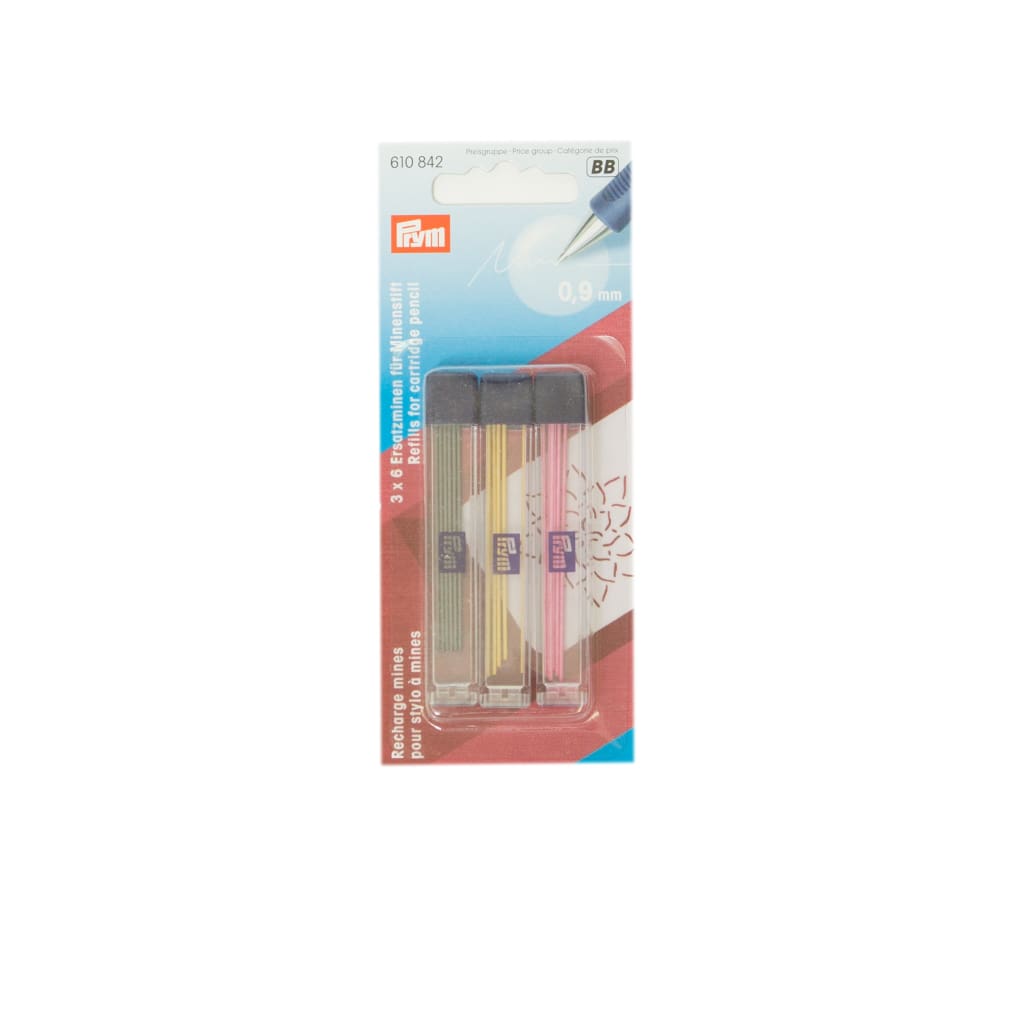Prym - Cartridge Pencil Refills - 0.9Mm Yellow Pink & Black - All Products