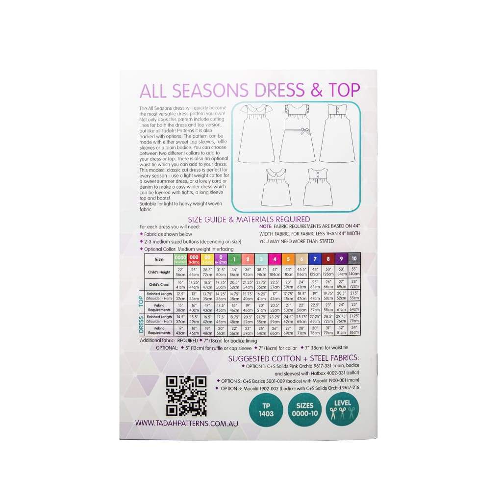 Tadah! Patterns - All Seasons Dress And Top Pattern - All Products