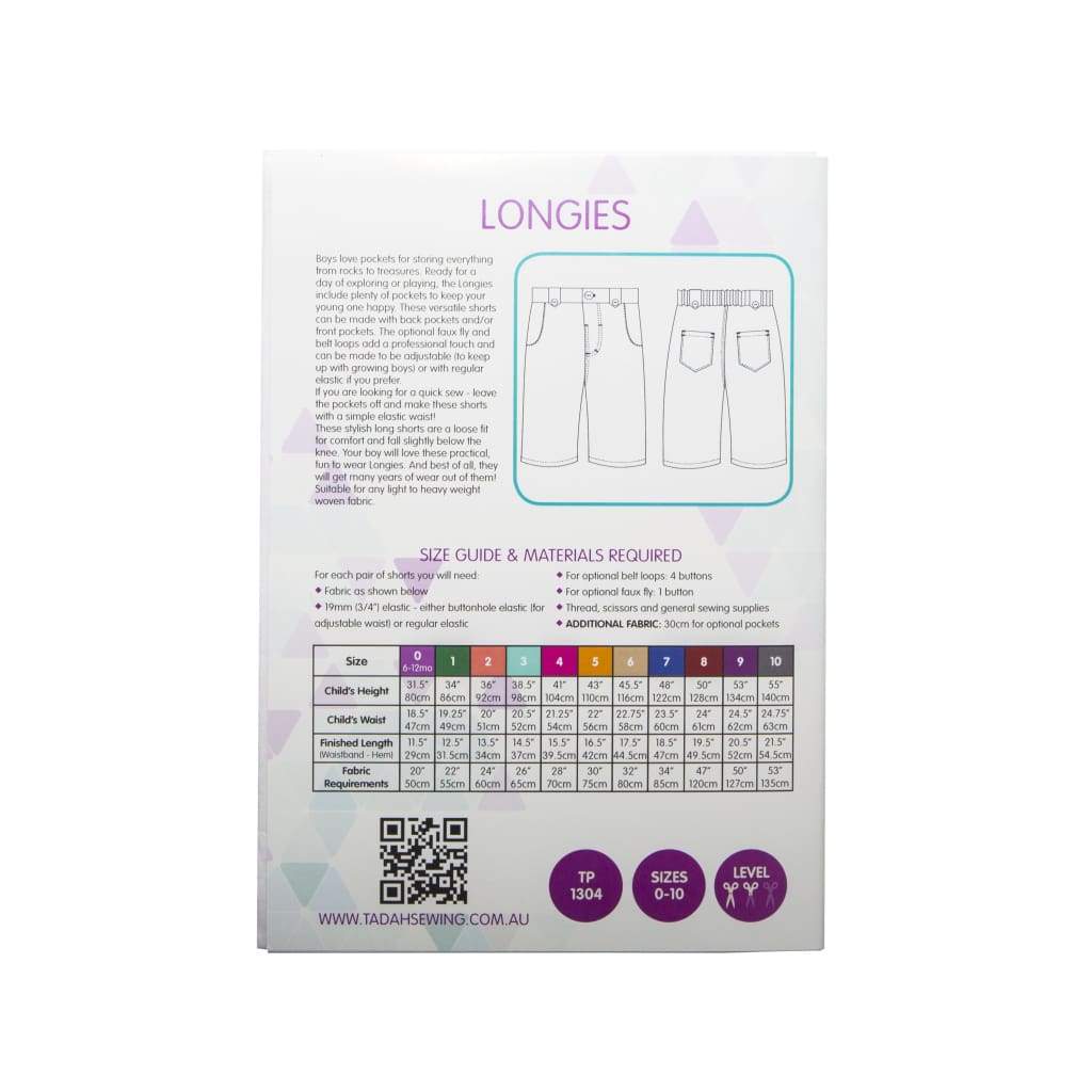 Tadah! Patterns - Longies Sewing Pattern - All Products